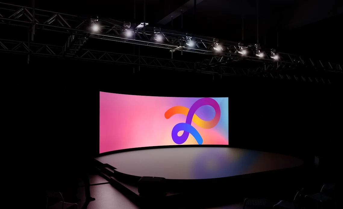 Iluminación para escenario con pantalla curva